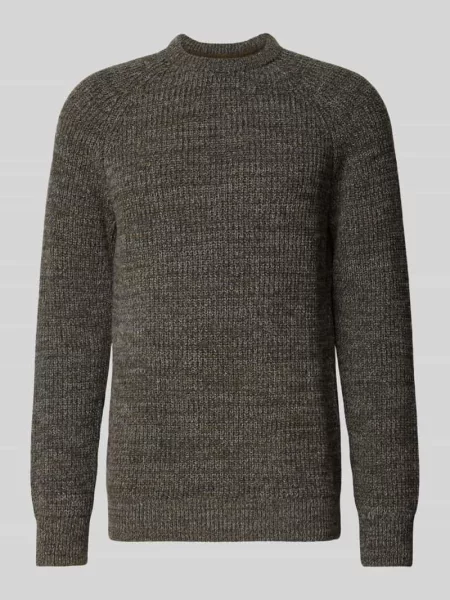 Sweter z dzianiny z czystej bawełny model BARBOUR HORSEFORD' oliwkowy