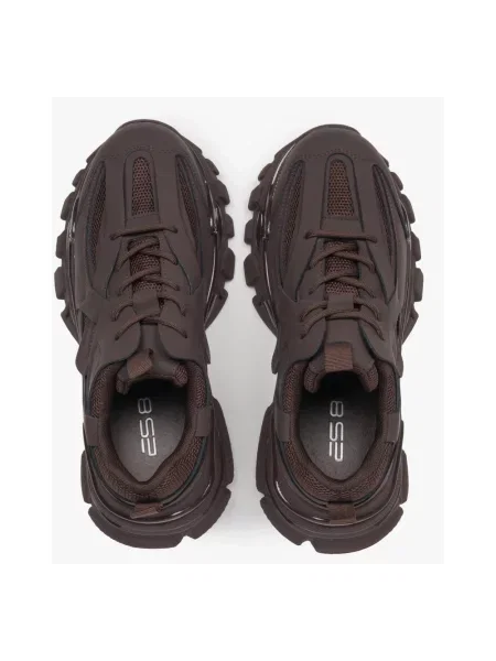 Sneakersy Estro na platformie skórzane brązowe