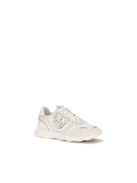 PINKO Obuwie Kobieta 38 EU Suede Zoe Sneakers z Logo biały