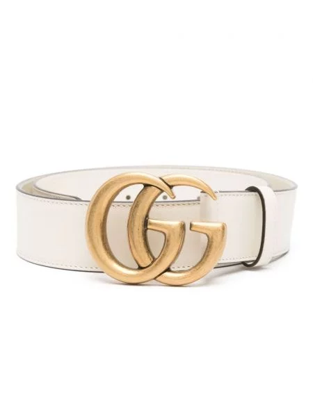 Kožený pásek Gucci s přezkou bílý