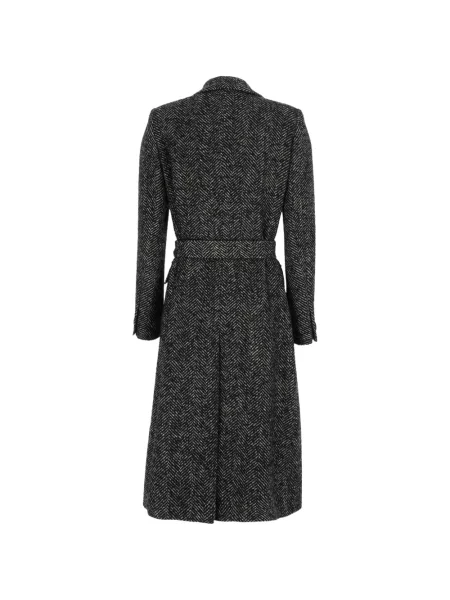 Cu centură palton Tagliatore cu model herringbone negru