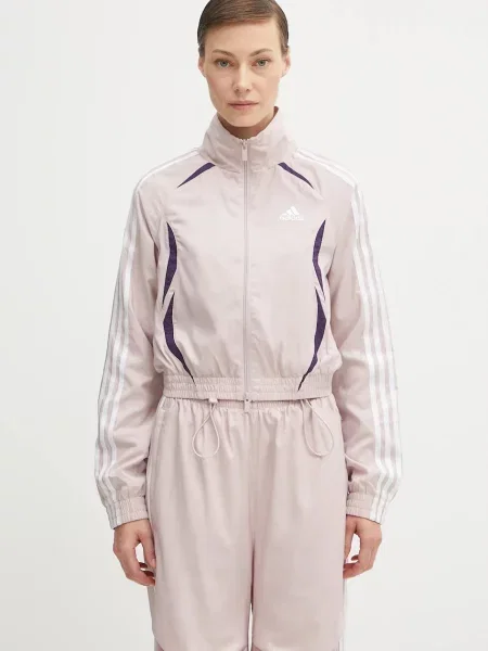 Mikina adidas Originals Slim Tracktop růžová s aplikací bílá