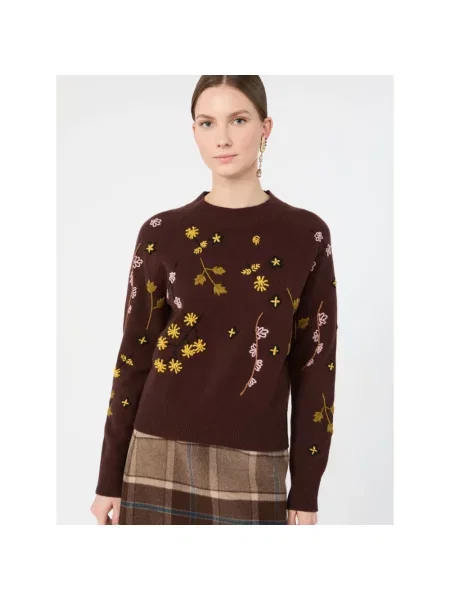 Sweter Weekend Max Mara wełniany brązowy