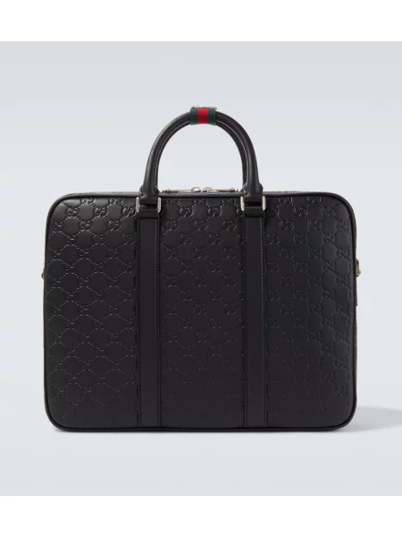 Usnjena torba Gucci črna