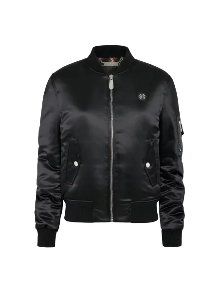 Satynowy kurtka bomber Philipp Plein czarny