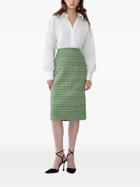 Fustă tip creion Carolina Herrera din tweed verde