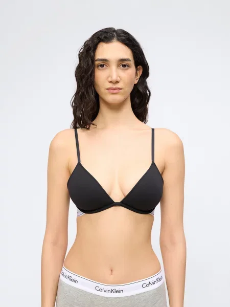 Calvin Klein Podprsenka svetlosivá / čierna biela