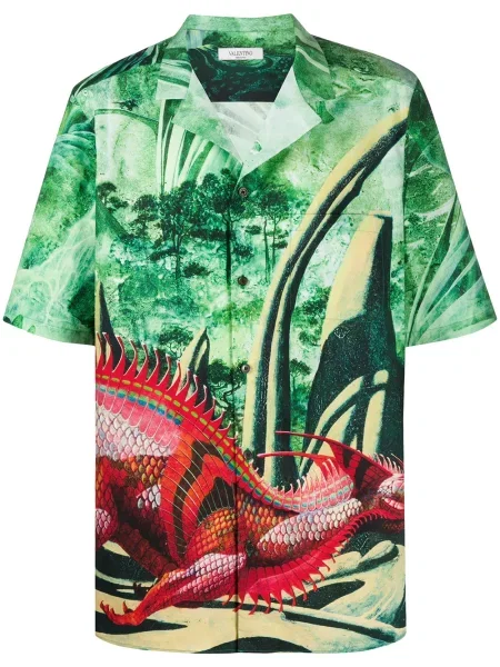 Košile Valentino Garavani s potiskem zelená