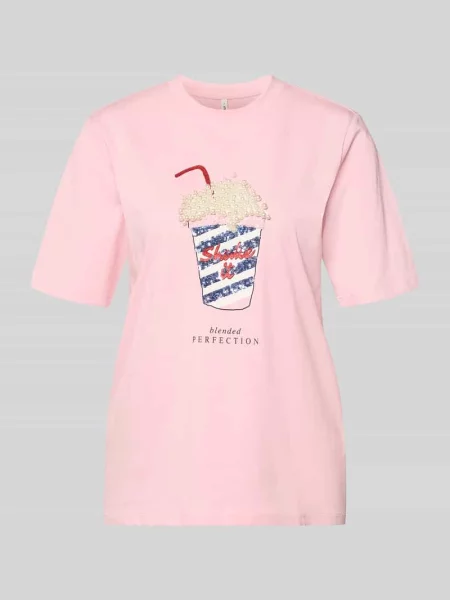 T-shirt z czystej bawełny organicznej o kroju regular fit model BURST' Only różowa