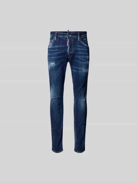 Jeansy z efektem znoszenia Dsquared2 granatowe