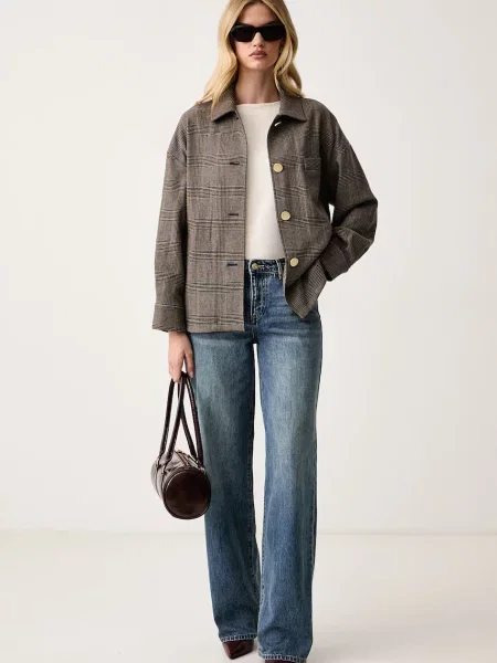 Armani Exchange oversize jakna za žene s vunom smeđa