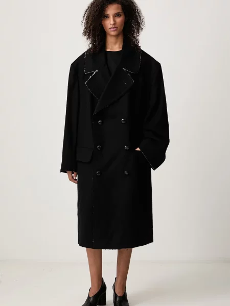 Maison Margiela παλτό μάλλινο γυναικείο μαύρο