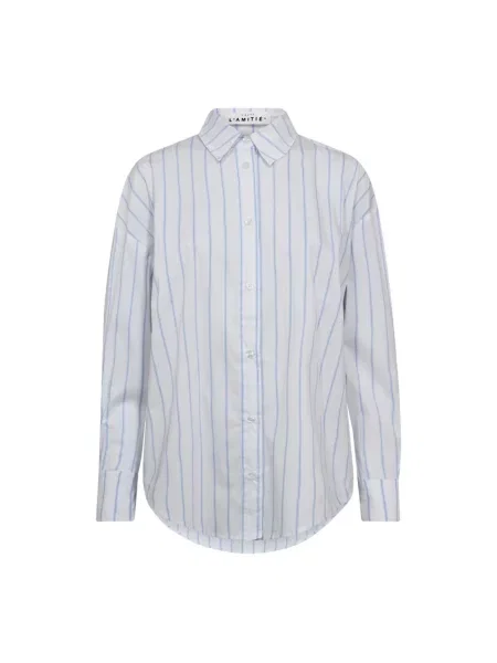 Koszula Haute L'amitié z kokardką w paski niebieska