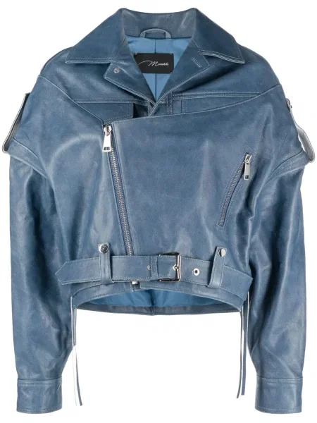 Kurtka skórzana Manokhi biker niebieska
