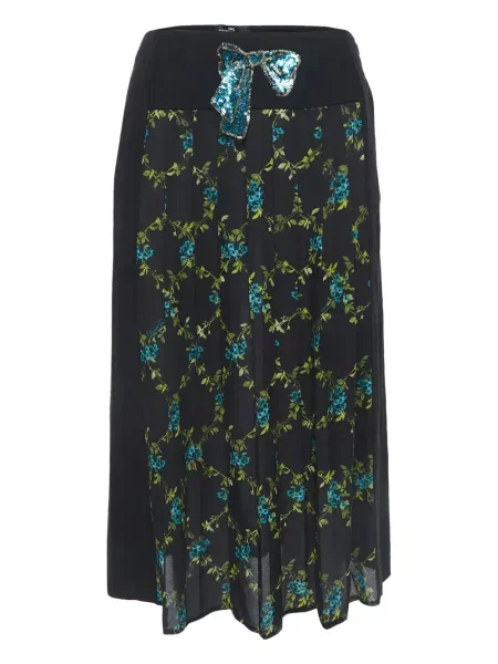 Spódnica plisowana Elisabetta Franchi w kwiatki z nadrukiem czarna