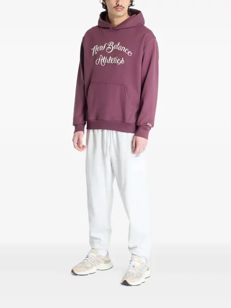 Δερμάτινο πλισέ hoodie New Balance με σχέδιο μαύρο