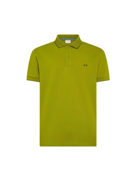 Koszulka polo Sun68 w paski z kołnierzem zielona