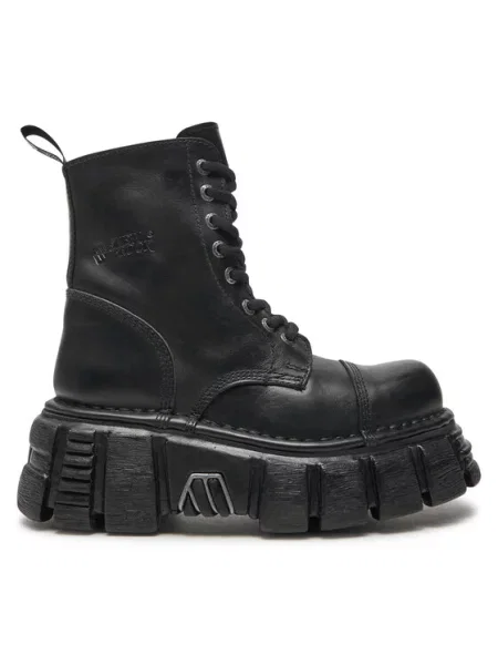 Кожаные сапоги New Rock на платформе черные