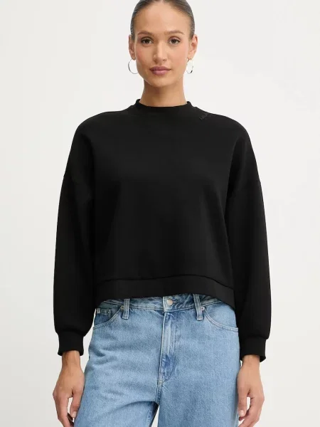 Armani Exchange bluză uni negru