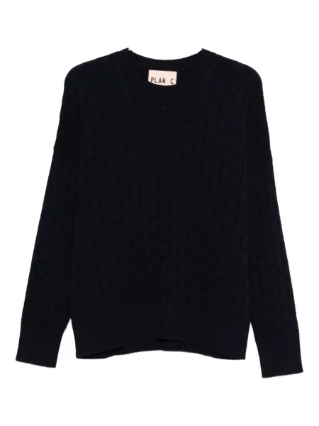 Пуловер Plan C с кръгло деколте синьо