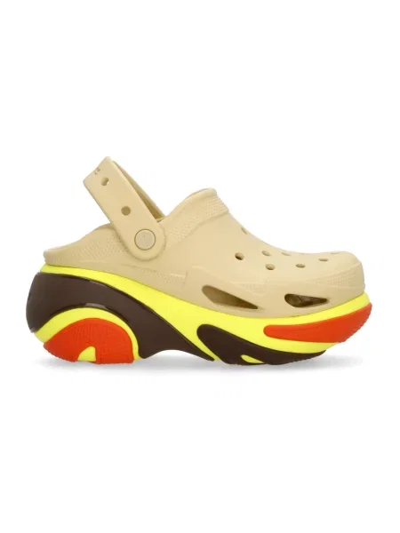 Crocs klapki Bubble Crush Clog na platformie beżowy