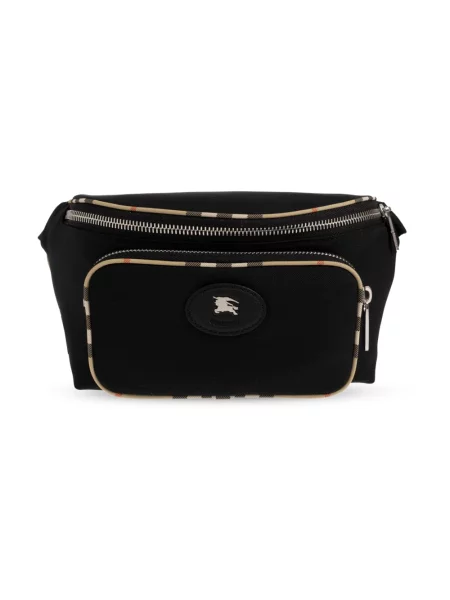 Pasek Burberry skórzany z logo czarny