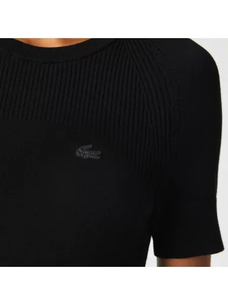 Lacoste Sukienka Z Dzianinowymi Detalami czarna