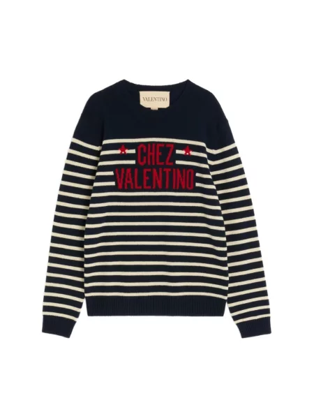 Lniany sweter Valentino niebieski