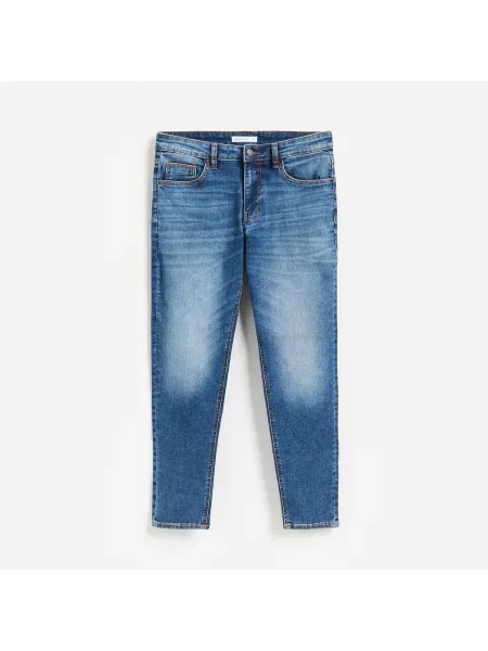 Reserved Džíny skinny se sepraným efektem modrá