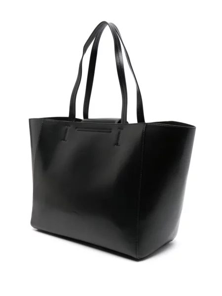 Кожена шопинг чанта Calvin Klein черно