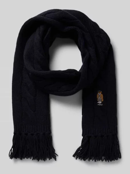 Szal wełniany z frędzlami Polo Ralph Lauren szara