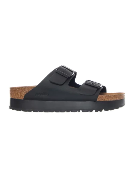Klapki Birkenstock na platformie zamszowe czarne