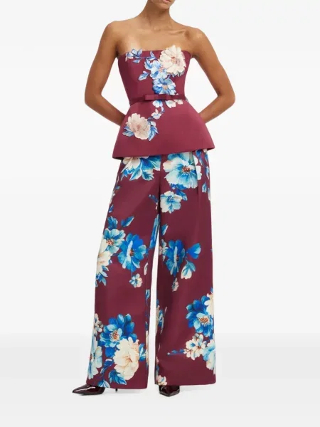 Top Leo Lin cu model floral cu aplicații roșu