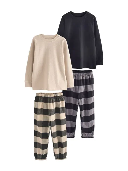 Next Pijamale gri / gri taupe negru