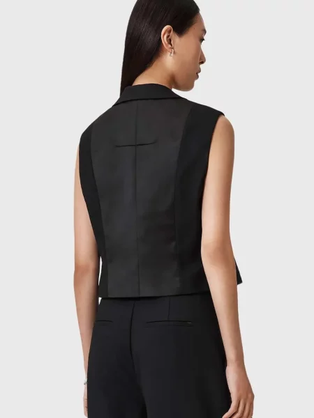 Жилет із додаванням вовни AllSaints однобортний чорний