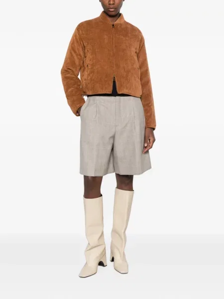 Reversibil geacă Moncler de catifea cord maro