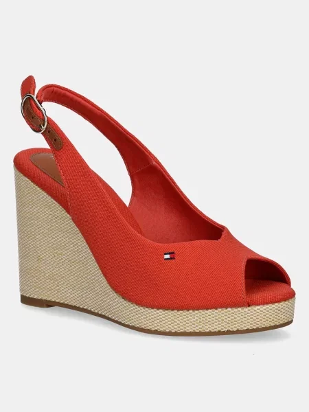 Сандали Tommy Hilfiger FLAG HIGH WEDGE ESPAD SLINGBACK червено