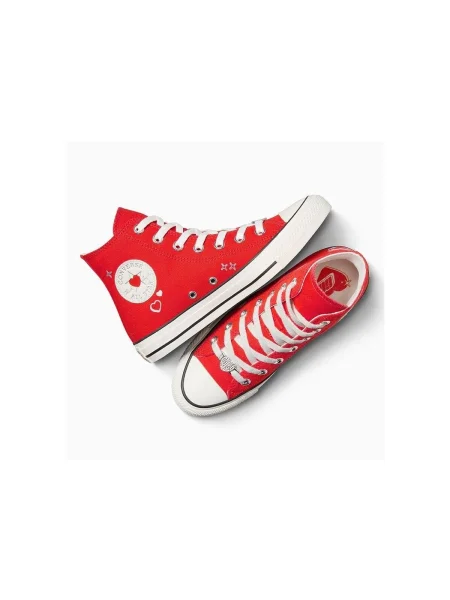 Pantofi Converse cu motiv cu inimi roșu