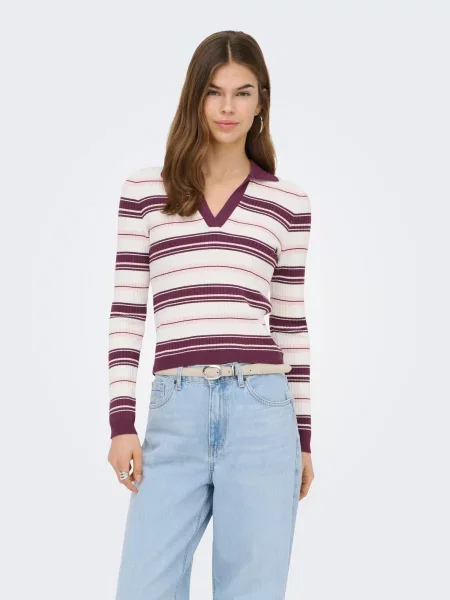 ONLY Pulover ONLKaya mauve / roz / roșu-violet alb