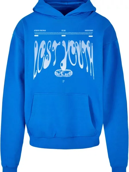 Lost Youth Mikina Authentic kobaltová modř / světle šedá bílá