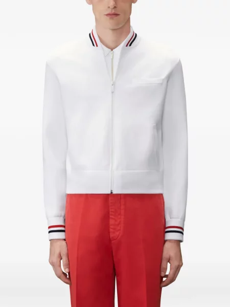 Geacă bomber Thom Browne tricotate alb