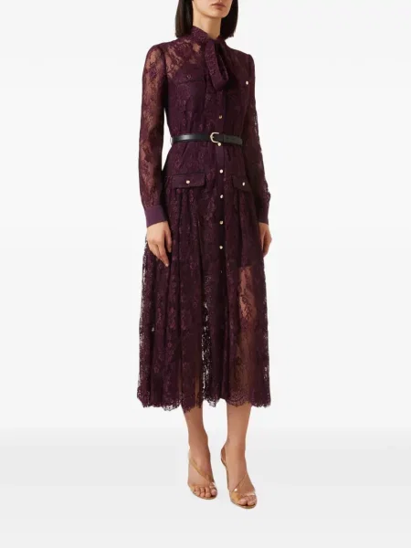 Rochie midi Self-portrait cu funde din dantelă violet