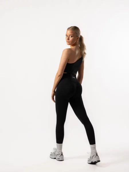 Legginsy bezszwowe z wysokim stanem na fitness – czarny