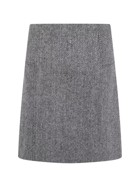 Fustă Paul Smith de lână cu model herringbone gri