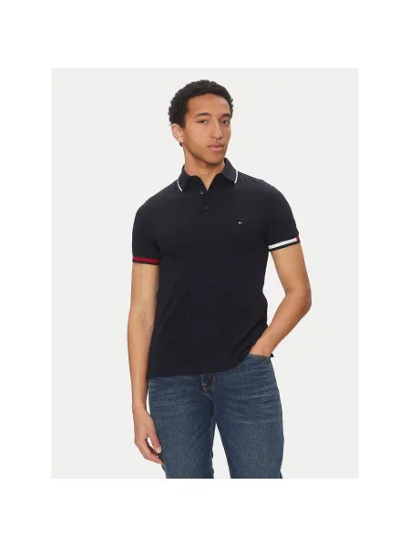 Tommy Hilfiger Polo Flag Cuff Σκούρο Slim Fit μπλε
