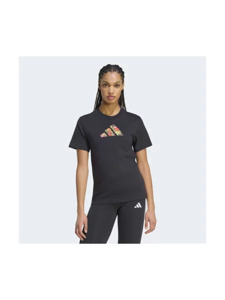 Kvetinové tričko Adidas čierna