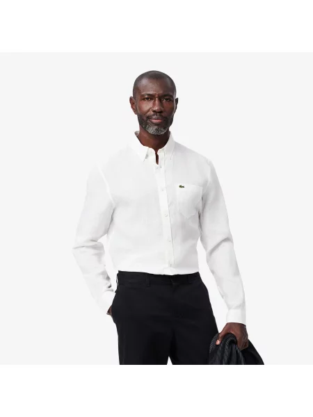 Lacoste Lniana Koszula Lacoste biała