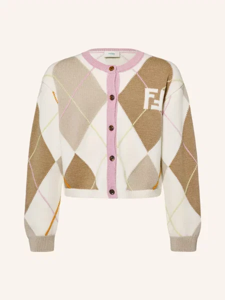 Fendi Pletený Svetr krémová / světle hnědá / světle fialová