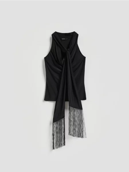 Reserved Bluză cu eșarfă negru