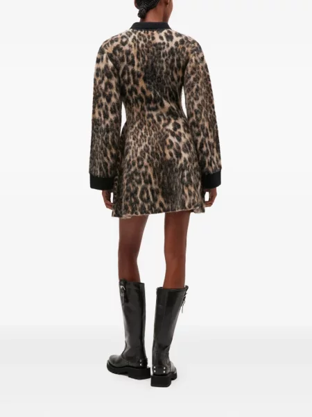 Rochie mini Ganni cu imagine cu model leopard de costum